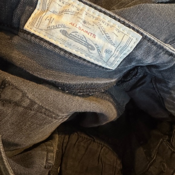 All Saints jeans black faded distressed skinny zipper ankles - Picture 8 of 10